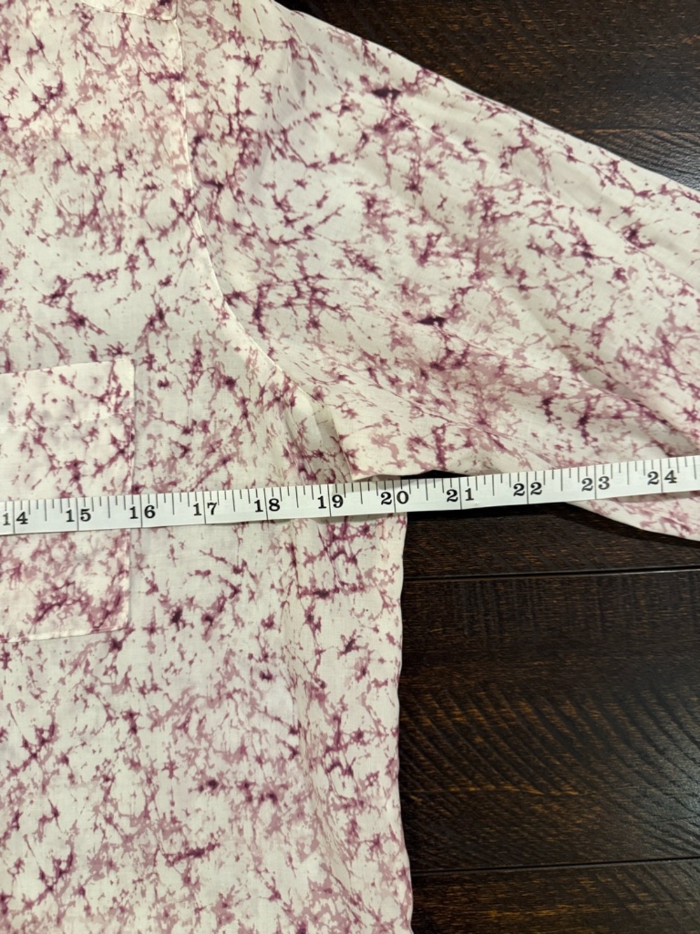 Foxcroft Lyocell Button Front Blouse Pink Marble Print Size 8 - Picture 10 of 14